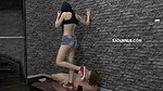 Mia Evans Trampling on my Cock while I Lick her Shoes Clean