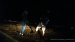Right in the parking lot a girl punishes a guy in the balls