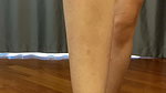 The girl beats the guy in the groin and tramples his balls