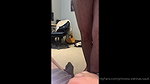 The guy jerks off and the girl hits him in the balls