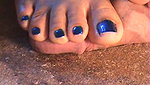 The guy loves trampling his dick with feet