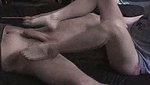 The guy spread his legs so that the girl could punish his genitals