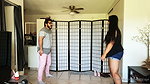 Two girls punish a lonely guy