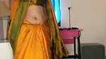 sexy homely lady dancing wide open navel in orange saree (2) 2