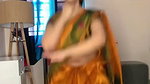 sexy homely lady dancing wide open navel in orange saree (2) 2