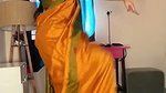 sexy homely lady dancing wide open navel in orange saree (2) 2