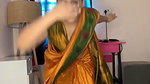 sexy homely lady dancing wide open navel in orange saree (2) 2