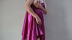Girl Masturbation in Silk Satin Dress, My Pussy So Wet