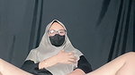 Hijab girl inserts dildo into chubby pussy, pleasure