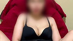 Horny Woman in Black Bra Spreads Legs Wide and Fingers Her Wet Pussy