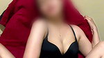 Horny Woman in Black Bra Spreads Legs Wide and Fingers Her Wet Pussy