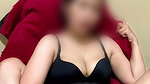 Horny Woman in Black Bra Spreads Legs Wide and Fingers Her Wet Pussy