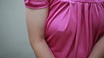 Indonesian girl wearing a sexy satin dress, masturbating until her pussy is very wet