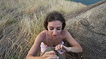 Petite brunette sucked a stranger’s huge cock outdoors