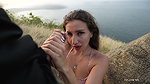 Petite brunette sucked a stranger’s huge cock outdoors