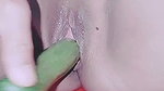 Put cucumbar into a really good pussy compared to using fingers