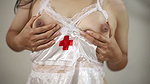 SATIN FETISH nurse Cosplay Masturbation
