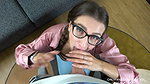 Sex with an English tutor while no one is home! Glasses, jeans, POV blowjob, real sex