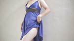 Sexy Babe Wearing Blue Satin Lingerie