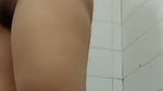 Sexy widow show off her boobs and jumbo ass in the bathroom