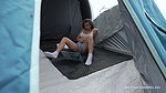 Stranger spied on cutie in tent while she masturbates. Blowjob, footjob, handjob