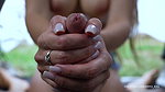 Stranger spied on cutie in tent while she masturbates. Blowjob, footjob, handjob