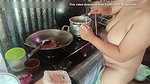 Stripping mother-in-law who is cooking