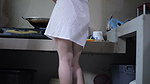 WATCH WIFE IN SEXY WHITE DRESS COOKING IN THE KITCHEN