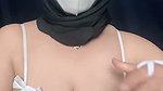 White bridal official dress showing off her plump body