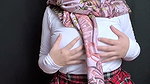 Young woman shows her narrow and very muddy