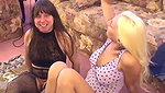 Blonde and brunette lesbians fuck hard and taste each other’s pussies