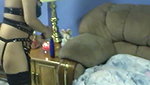 Brunette mature midget wearing sexy nylon dildo fucks her tied up GF