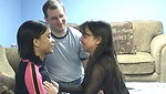Geek Logan has banging threeosme with an ebony and his wife in bed