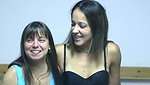 Gorgeous lesbian takes a dildo from a muff diving midget
