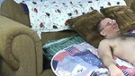Hairy Man Fucks Two Chicks on the Couch in the Hotel