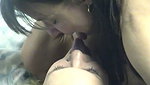 Horny lesbian chicks strip in bed and lick tits