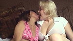 Hot blonde MILF with big tit gets pussy eaten and dildo fucked by older brunette