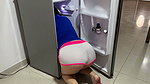 I See My Rich Stepsister Trapped in the Fridge, It Makes Me Horny to See Her Huge Ass, I End up Cumming on Her Belly