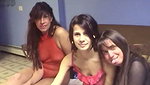 Lucky chick gets her pussy licked by two horny brunettes on bed