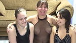 Mature broad and young chicks have threesome