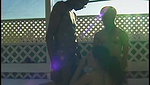 Midget and black dude fucking brunette outside