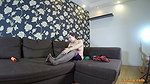 Midget feeling good in several layers of pantyhose