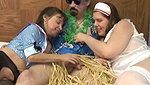 Midget sailor chick sucks cock then gets her pussy eaten by freak on hotel bed