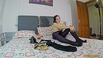 Sexy midget touching herself in sheer pantyhose
