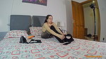 Sexy midget touching herself in sheer pantyhose