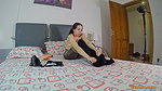 Sexy midget touching herself in sheer pantyhose
