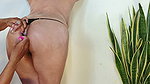Busty Wife with Spectacular Big Natural Tits Covered in Body Cream Sucking Cock with Anal Plug