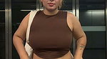 Chubby Punjabi lady showing belly and deep navel in grey top 1