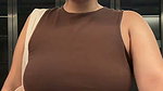 Chubby Punjabi lady showing belly and deep navel in grey top 1