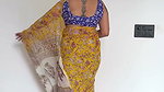 Chubby desi lady deep navel in yellow saree 1